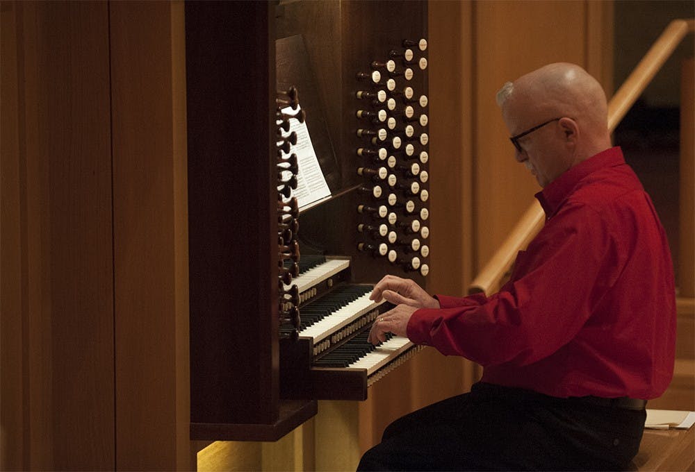 Wolfgang Rübsam, a German-American organist performing at Auer Hall on Monday. Rübsam is internationally known for numerous recordings of organ reprtoire from the Baroque and Romantic Period, and he played the Organ Works of Johann Sebastian Bach on Monday.