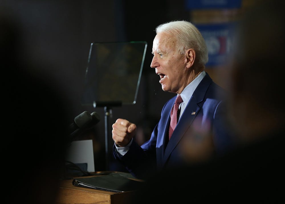 <p>Former Vice President Joe Biden speaks at the Berston Field House on March 9 in Flint, Michigan. </p>