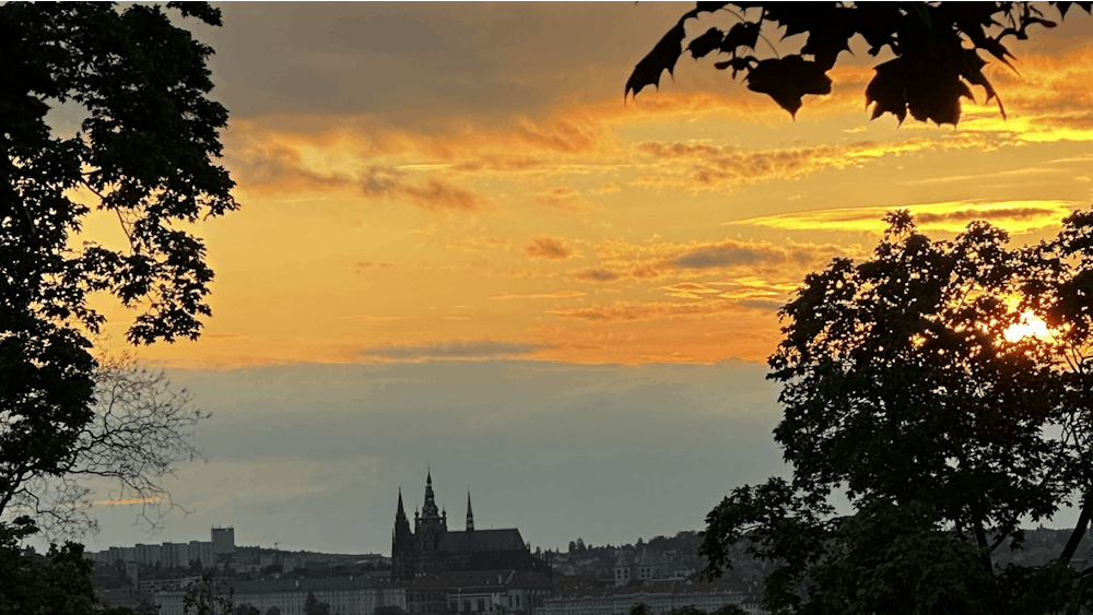 The sun sets over the city, May 14, 2023, Prague, Czech Republic. Big life changes can feel intimidating but sometimes taking a leap requires risks.