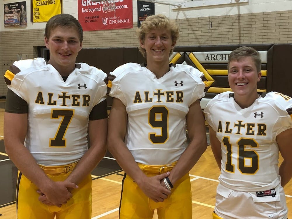 Connor Bazelak (left) is pictured with his old teammates Derek Willits and Jack DiMario. Bazelak is a quarterback transfer from University of Missouri. 