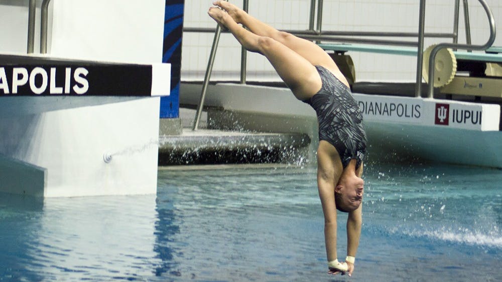 IU sophomore diver Jessica Parratto, now a junior, dives in the women's 10-meter event last year at the IUPUI Natatorium in Indianapolis. Parratto was one of three Hoosiers selected to represent Team USA in the FINA World Cup from June 5-10.