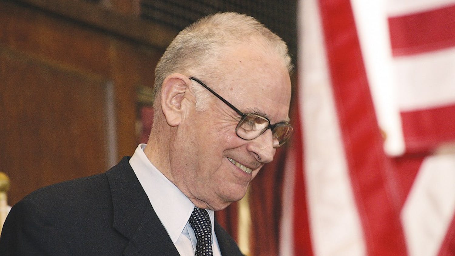 Former congressman Lee Hamilton attends a ceremony in 2004 at Alumni Hall. Hamilton's papers are now available in digital format through IU Libraries.&nbsp;