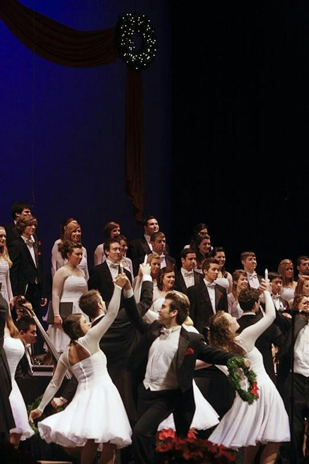 The Singing Hoosiers perform during the Chimes of Christmas Wednesday evening at the IU Auditorium.