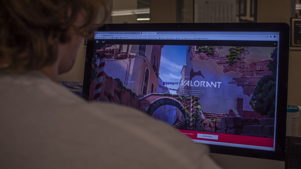 A student plays Valorant, a five versus five character-based tactical shooter game, March 8.