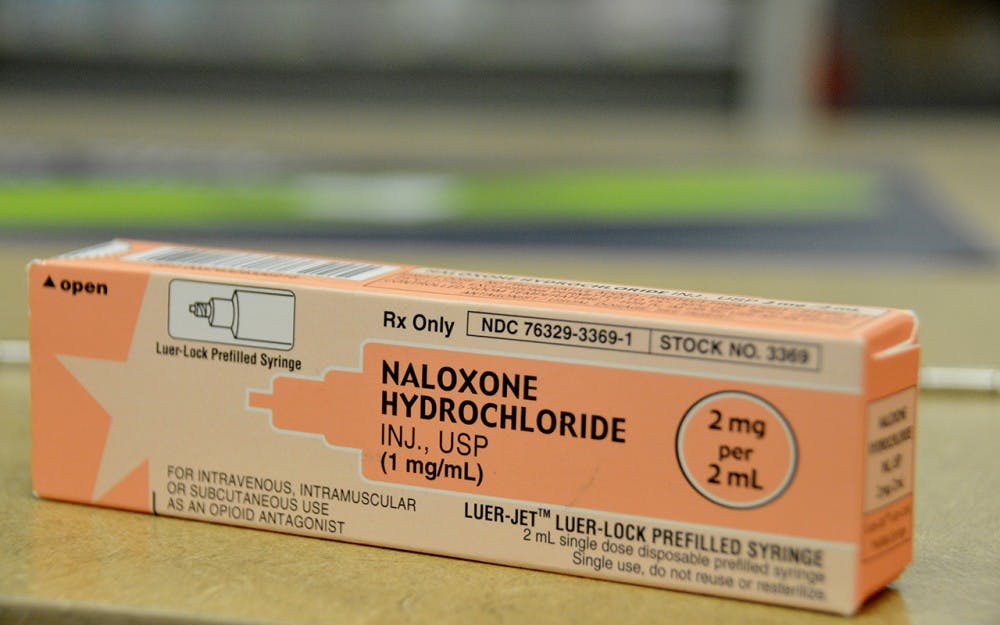 The&nbsp;IU Health Center Pharmacy&nbsp;will soon&nbsp;begin giving out&nbsp;naloxone kits, such as this one from CVS Pharmacy. Naloxone kits&nbsp;reverse the symptoms of an opioid overdose.