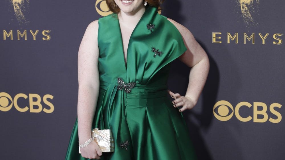 Shannon Purser arrives at the 69th Primetime Emmy Awards at the Microsoft Theater in Los Angeles on Sept. 17, 2017. Purser stars in the Netflix original movie, "Sierra Burgess is a Loser."