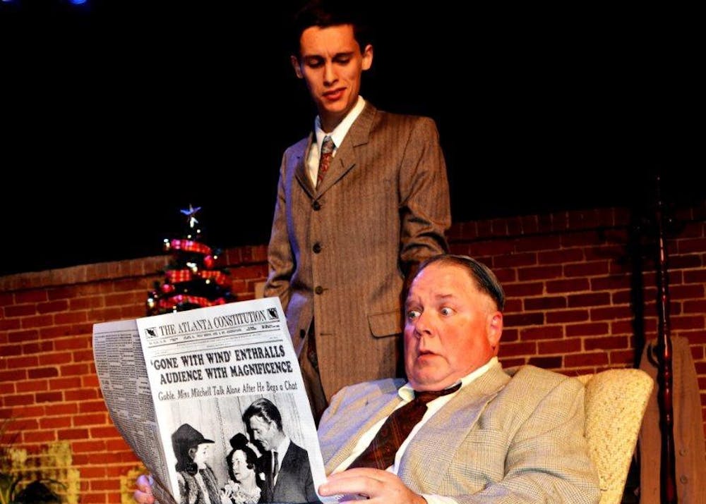 Felix Merback, as Joe Farkas, and Adam Crowe, as Adolph Freitag, react to news of Hitler's advance into Poland in the performance of "The Last Night of Ballyhoo." The show, put on by the Jewish Theatre of Bloomington, will show at 7:30 p.m. Dec.&nbsp;2, 7 and 9 and at 3 p.m. on Dec. 3 and 10.