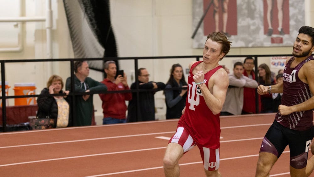 Freshman Keefer Soehngen achieves his personal best time during the 800 meter race on Jan. 28, 2023. Indiana competed in the Alex Wilson Invitational in South Bend this weekend.