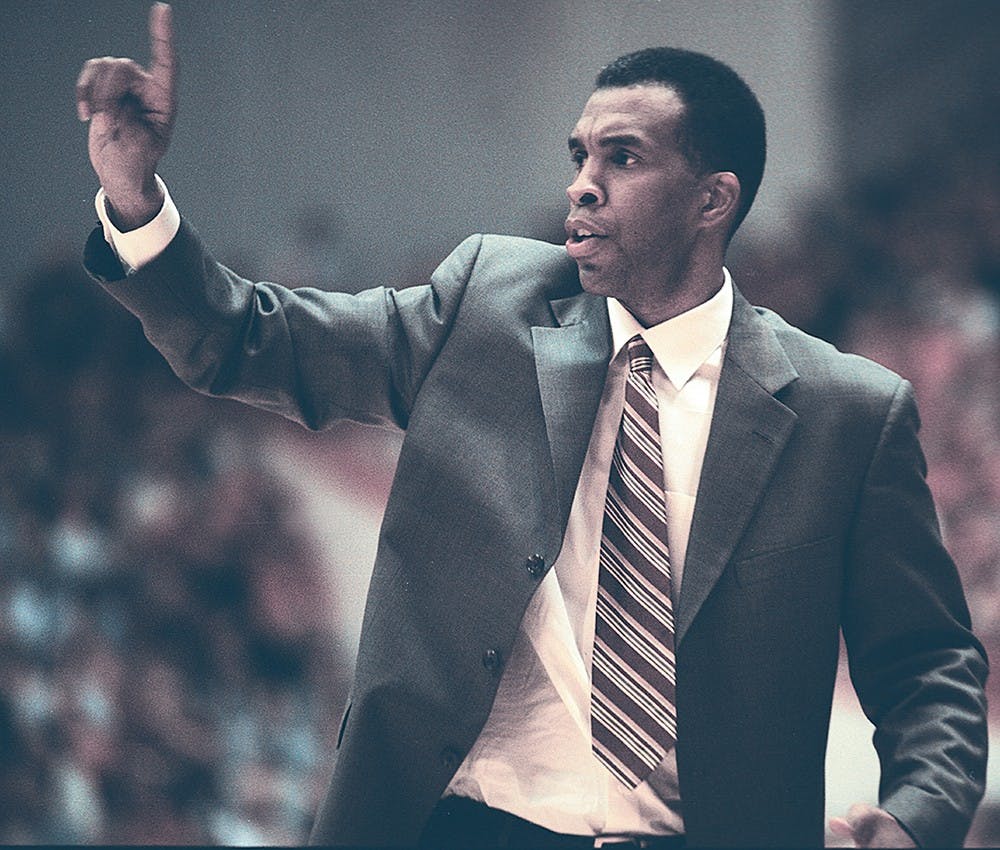 Then-head coach Mike Davis calls an offensive play in the second half of IU's game against Penn State in 2006.