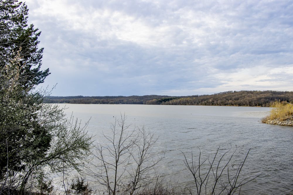 <p>Monroe Lake is seen on April 17, 2022. Judge Tanya Walton Pratt ruled that the U.S. Forest Service’s proposal to cut down trees in Hoosier National Forest could pollute Lake Monroe.</p>