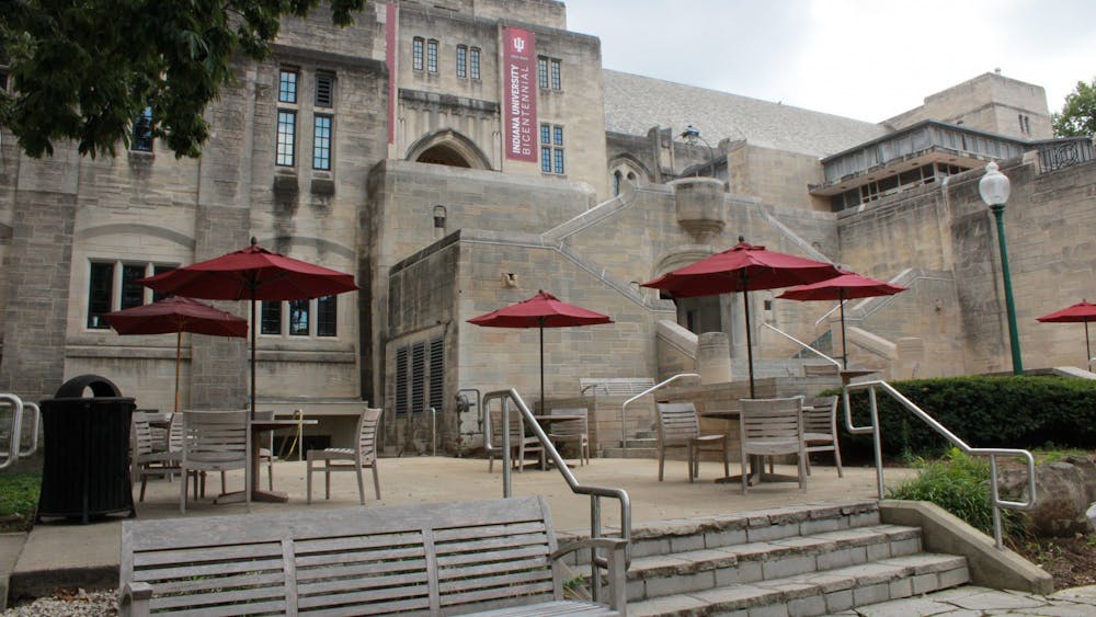 Tables and chairs sit Aug. 22 on the patio outside of the Indiana Memorial Union. Elections for the eight directors of the Indiana Memorial Union Board opened 4 p.m. Thursday and will close 4 p.m. Friday. 