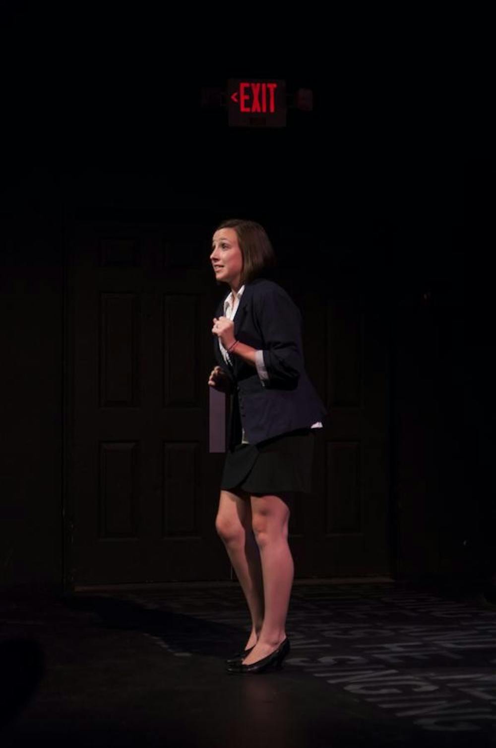IU Freshman Alaina Martinez plays the part of a flight attendant in Monroe County Civic Theater’s production “Working.”  The play opened Thursday at the Bloomington Playwrights Project.