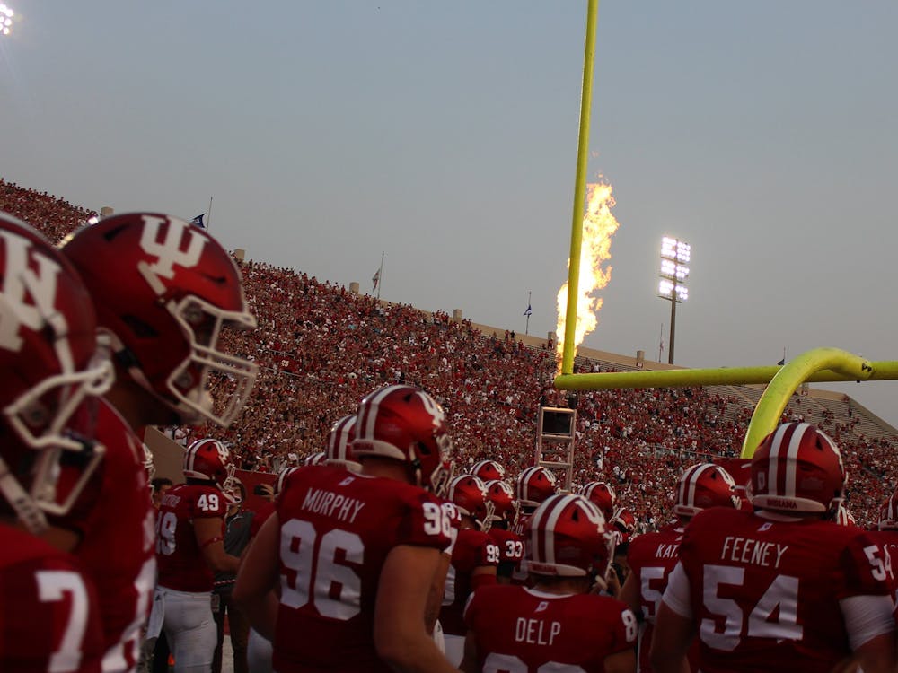 Hoosier fans look on as the Indiana football team exits the locker room ahead of its matchup with the University of Idaho on Sept. 11, 2021.