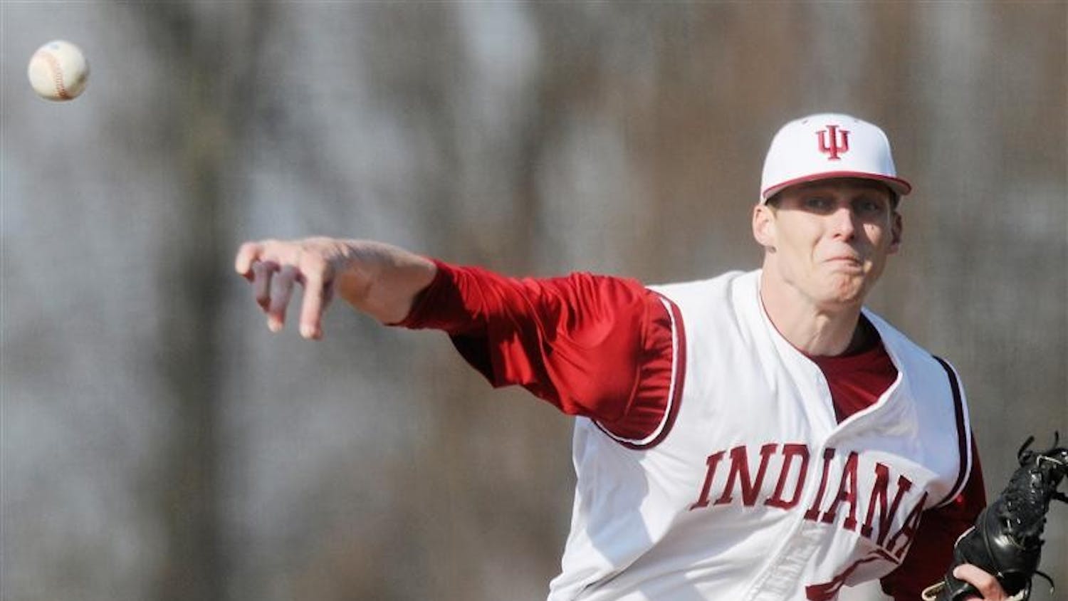 IU sophomore pitcher Joey O'Gara throws to a Eastern Michigan batter during a game on March 4th at Sembower Field. O'Gara was chosen by the Florida Marlins Wednesday in the 31st round (938th overall) of the MLB draft.