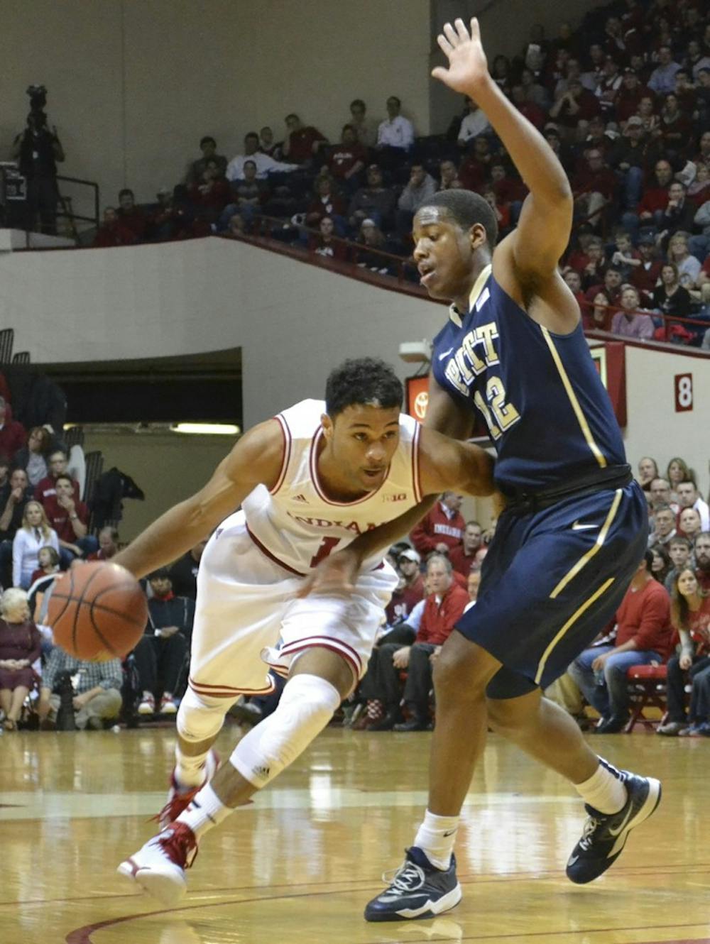 Freshman James Blackmon Jr. drives past his opponent during IU's game against Pittsburgh on Tuesday at Assembly Hall.