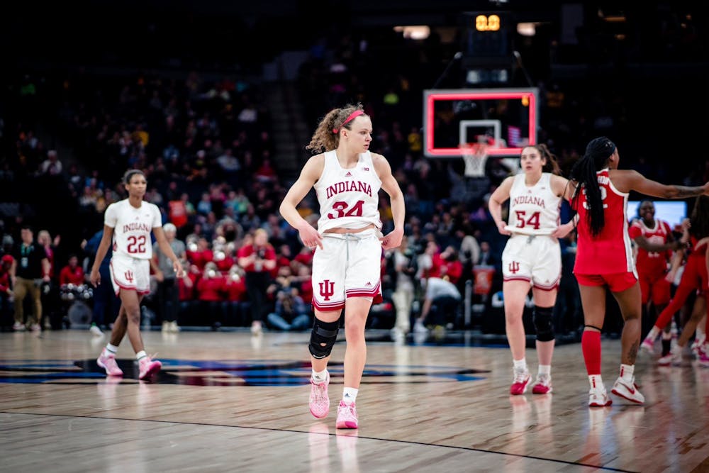<p>Senior guard Grace Berger seen at the end of the game March 4, 2023, at the Target Center in Minneapolis, Minnesota. Ohio State defeated Indiana 79-75.</p>
