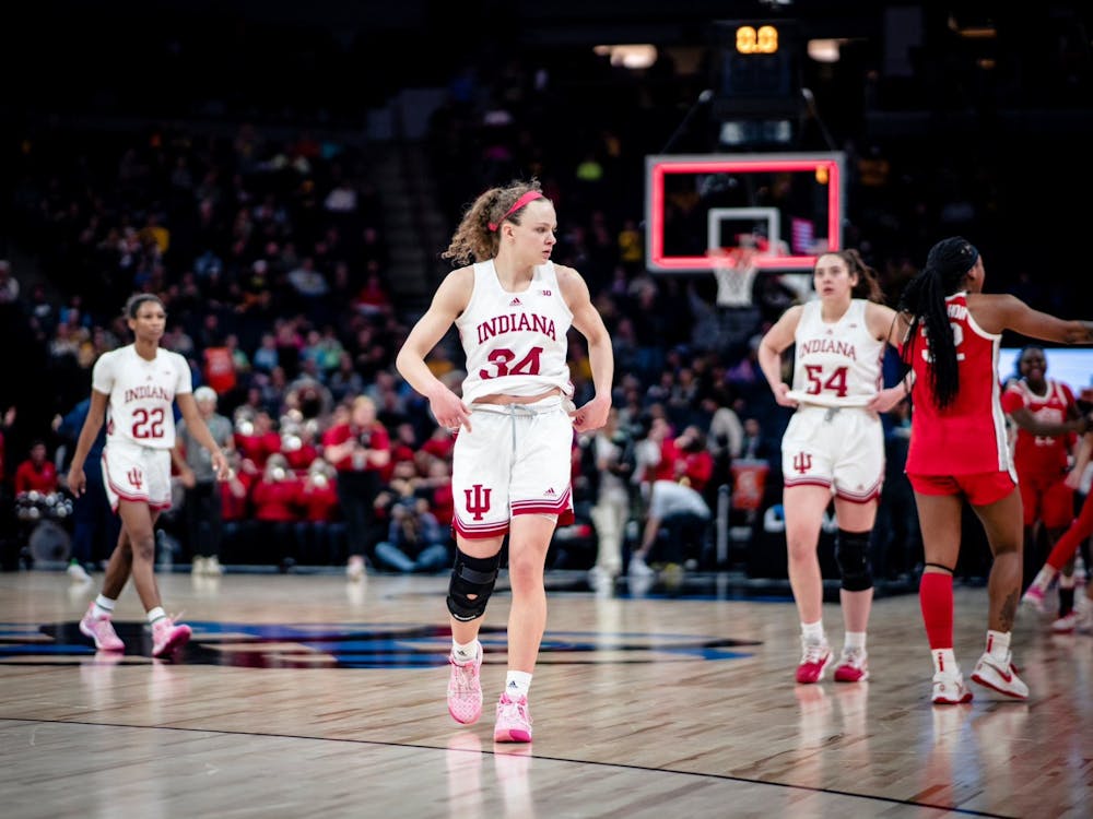 Senior guard Grace Berger seen at the end of the game March 4, 2023, at the Target Center in Minneapolis, Minnesota. Ohio State defeated Indiana 79-75.