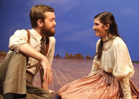 COURTESY PHOTOTrigorin (junior Josh Hambrock) and Nina (junior Justine Salata) share their love in "The Seagull" presented by the IU Department of Theatre and Drama in the Ruth N. Halls Theatre.