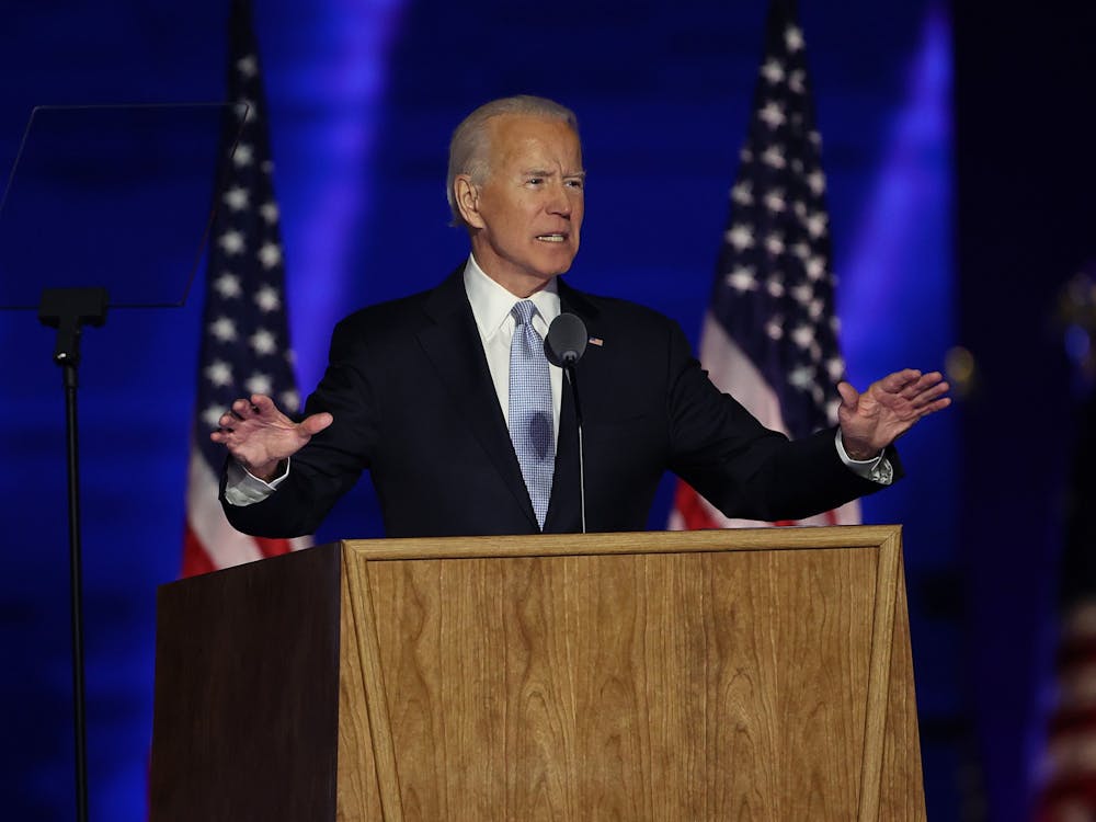 President-elect Joe Biden addresses the nation Nov. 7 from the Chase Center in Wilmington, Delaware. 