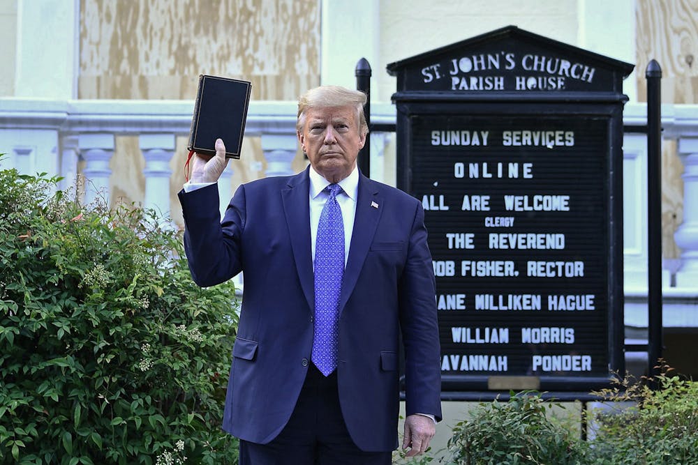 Then-President Donald Trump holds up a Bible on June 1, 2020, outside of St John's Episcopal Church in Washington, D.C.