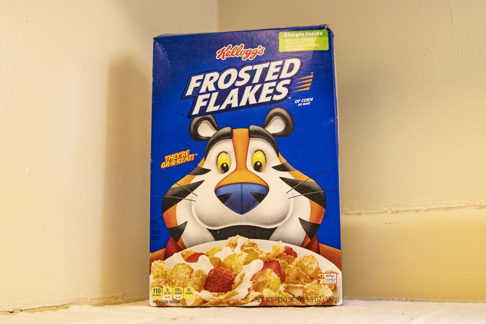 <p>A box of Frosted Flakes sits on a countertop Jan. 14 in University East Apartments. </p>