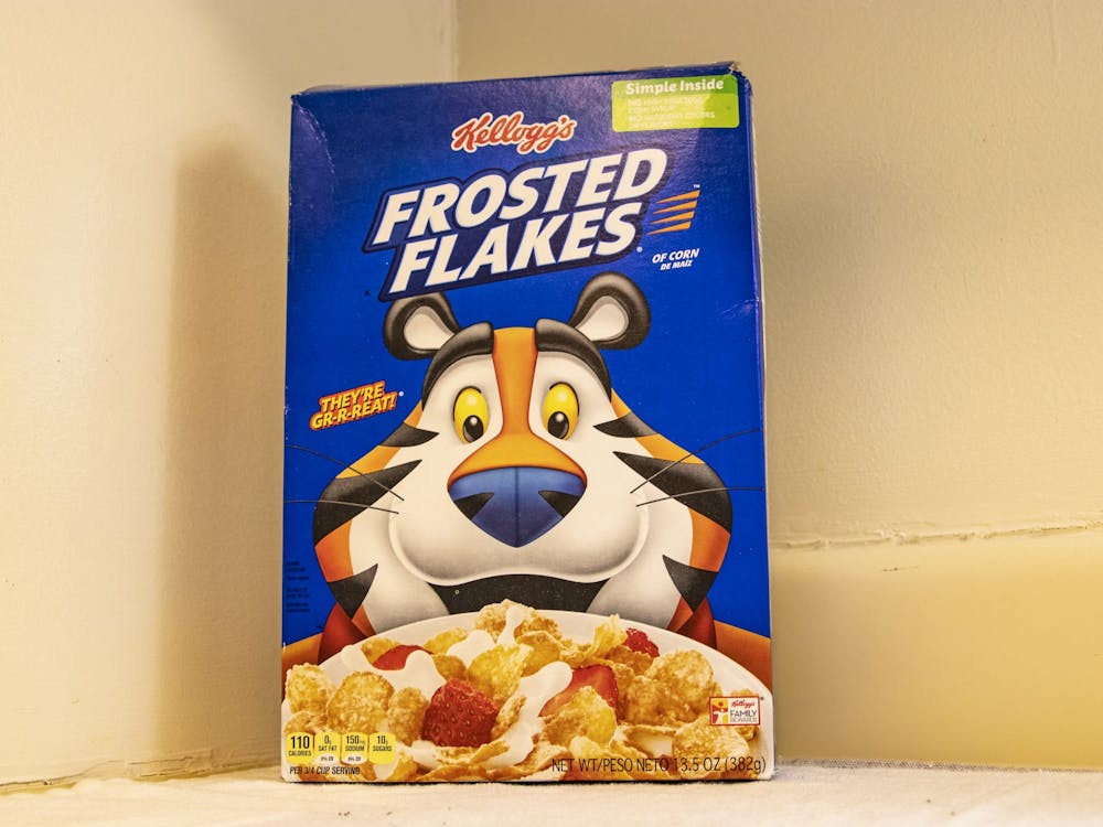 A box of Frosted Flakes sits on a countertop Jan. 14 in University East Apartments. 