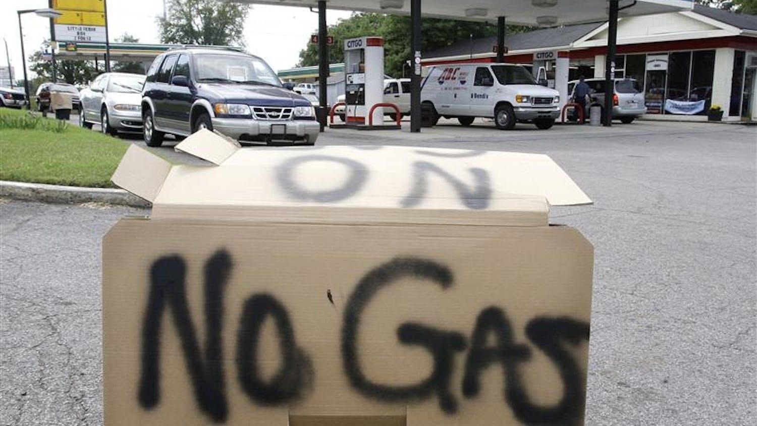 A sign announcing that a filling station is out of gas is displayed on Friday in Nashville, Tenn. Pipelines supplying Nashville with gasoline were running at full capacity after a shortage that officials said was spurred by panic buying.