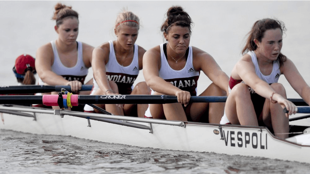 Members of Indiana's womens' rowing team compete at the Lake Lemon regatta on Sep. 26, 2009. Indiana's rowing team was met with competition by a late entry by Louisville. 