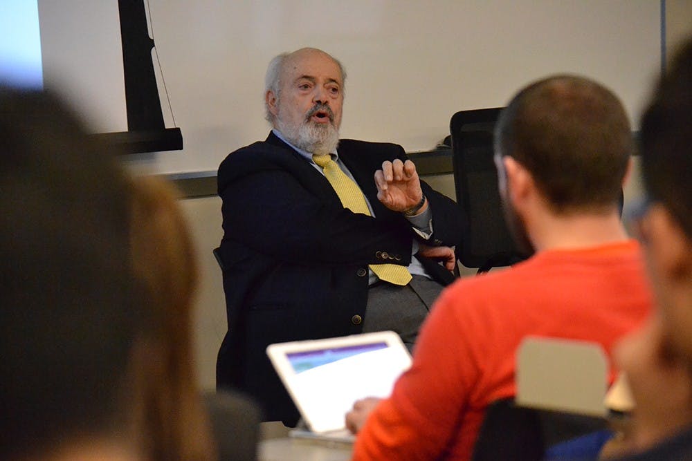 Adjunct Professor in the Department of Political Science at the University of Pittsburgh B. Guy Peters presents his lecture titled "Governing in the Shadows: Alternative Forms of Governance" Friday afternoon at the School pf Public and Evironmental Affairs. 