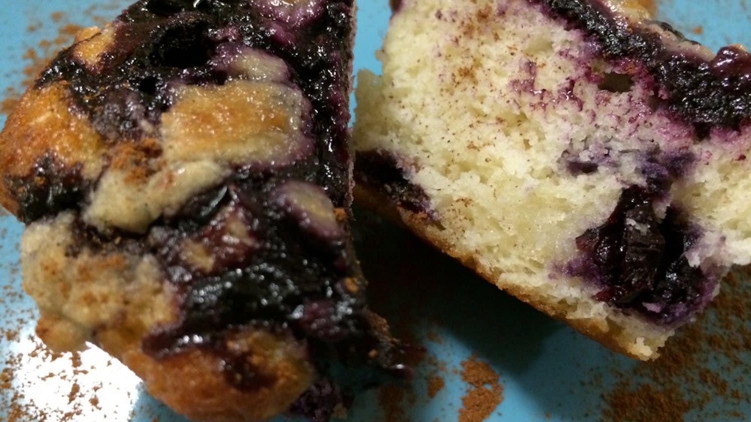 Blueberry muffins pair well with a cup of coffee.
