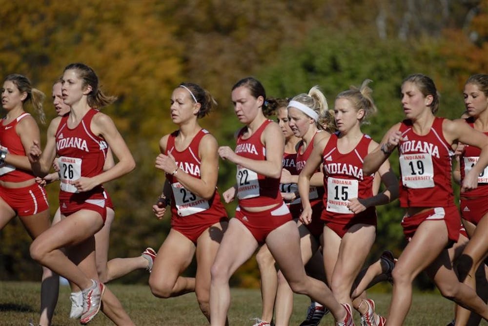 The women's cross country team takes off from the starting line Saturday, Oct. 17 at the Sam Bell Invitational. Both the men and women's teams finished first place overall. 