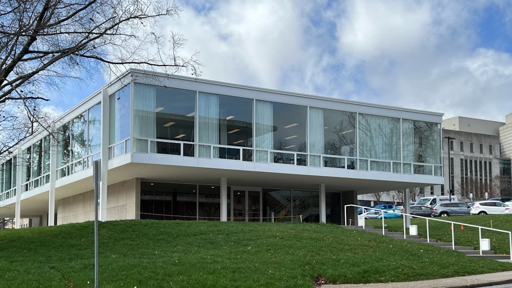 The newly completed Mies van der Rohe Building is seen on April 6, 2022. The Eskenazi School of Art, Architecture + Design’s will hold a free open house from 4-5 p.m. Friday to celebrate the new building.