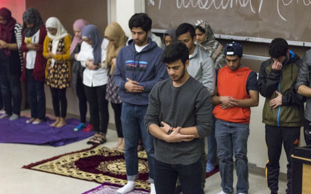 Muslim Students Association's event consisted of a break in the action for a prayer at sunset Tuesday evening.