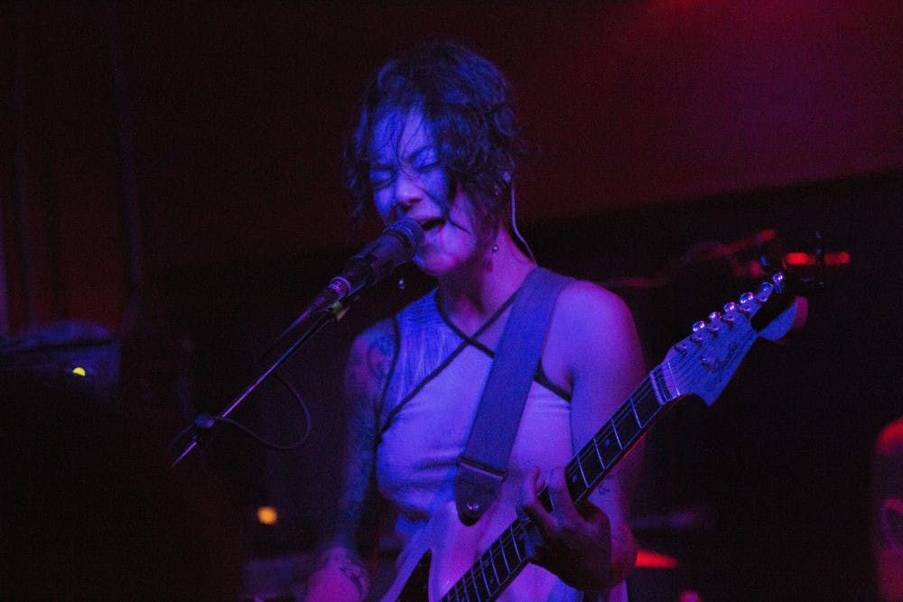 <p>Michelle Zauner of Japanese Breakfast performs the opening song of the evening Sept. 13 at The Bishop Bar. The band Ought opened for Japanese Breakfast.</p>