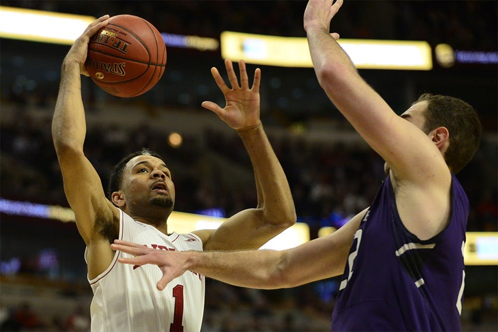 Freshman guard James Blackmon Jr. goes for a layup during IU's game against Northwestern on Feb. 25 at the United Center in Chicago, Ill.