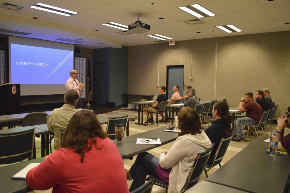 Captain Steve Kellams speaks at the Bloomington Police Department's Citizen's Police Academy in 2016. The Citizens Police Academy is a program that gives citizens a look at the inner workings of Bloomington’s law enforcement.&nbsp;
