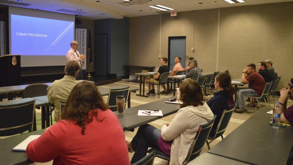 Captain Steve Kellams speaks at the Bloomington Police Department's Citizen's Police Academy in 2016. The Citizens Police Academy is a program that gives citizens a look at the inner workings of Bloomington’s law enforcement.&nbsp;