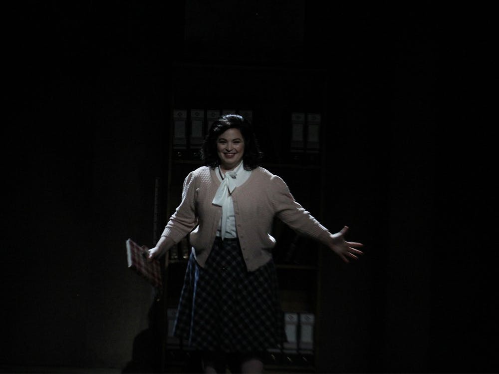 <p>Doctoral student Anne Slovin performs as Anne Frank in a dress rehearsal for the new opera, &quot;Anne Frank,&quot; on Feb. 28, 2023, at the Musical Arts Center. &quot;Anne Frank&quot; premieres on March 3, 2023.</p>