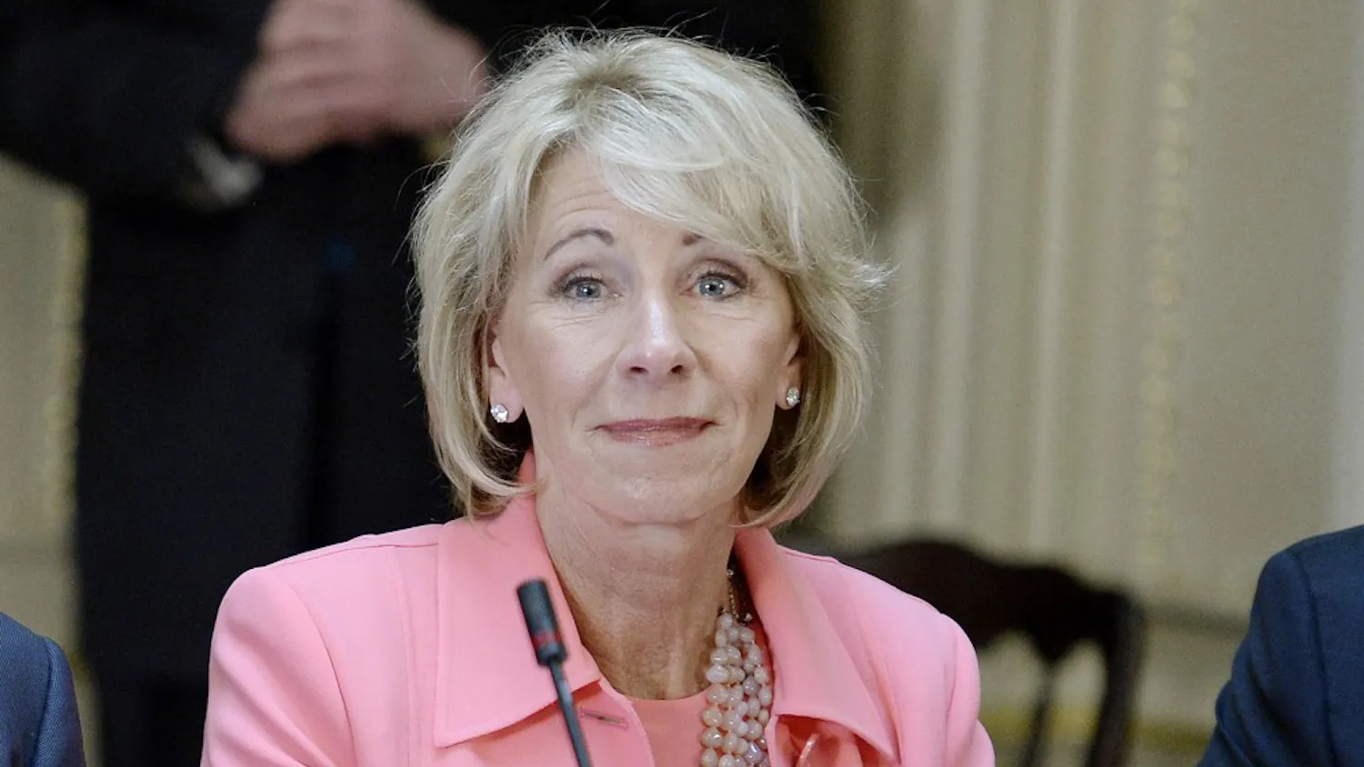 Secretary of Education Betsy DeVos listens as President Trump speaks during a strategic and policy discussion with CEOs April 11 in Washington, D.C. After the Department of Education announced changes to sexual misconduct guidance, a group of more than 40 students and alumni signed a letter to IU President Michael McRobbie, asking the University “stand with survivors and show the country that this university cares about its students.”