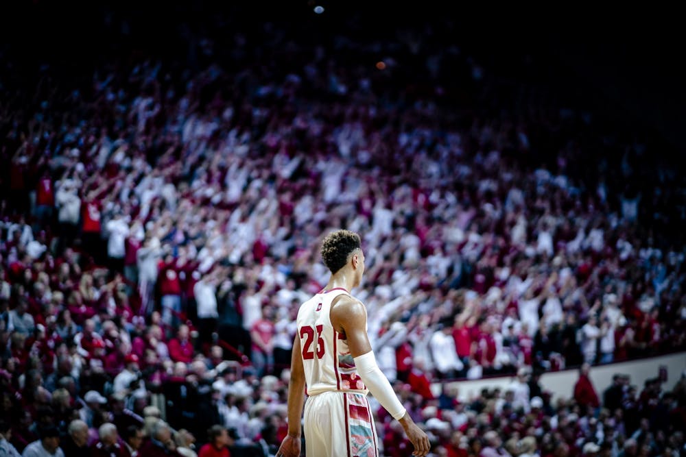 <p>Senior forward Trayce Jackson-Davis seen Feb. 7, 2023 at Simon Skjodt Assembly Hall in Bloomington, Indiana. Jackson-Davis is one of two Big Ten contenders for Power Forward of the Year.</p>