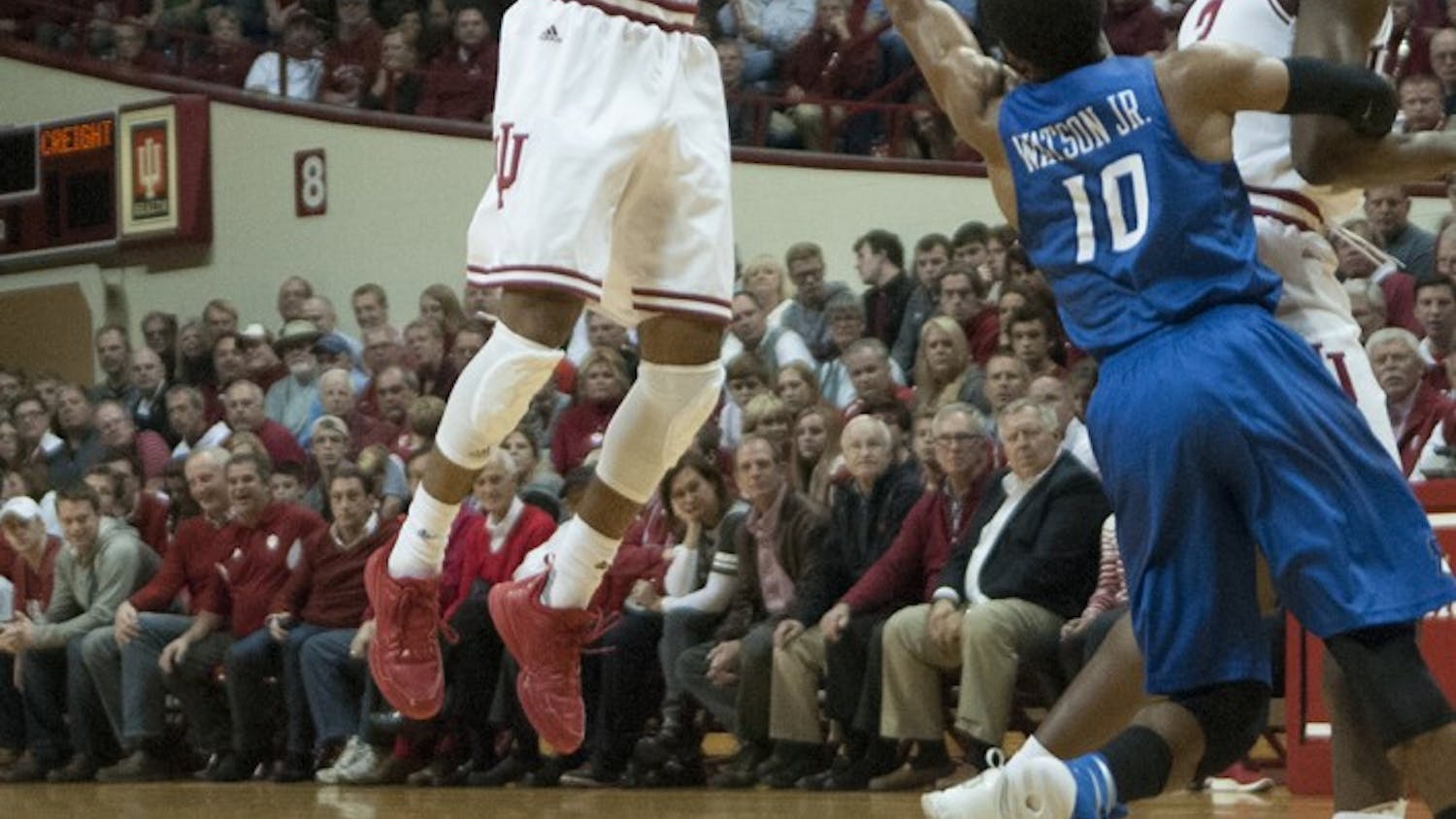 Sophomore guard James Blackmon Jr. shoots a three during the game against Creighton on Thursday at Assembly Hall.