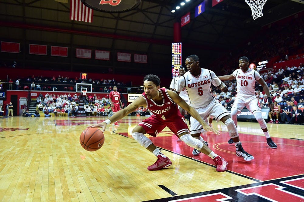 Freshman guard James Blackmon Jr. reaches for the ball during IU's game at Nebraska on Sunday. IU won 84-54 in their third road win of the season.