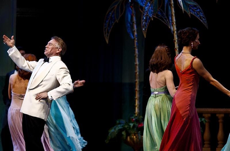 Brian McKay, as Lawrence Jameson, performs during "Dirty Rotten Scoundrels" Tuesday evening at the IU Auditorium. The musical is based on the film starring Steve Martin.