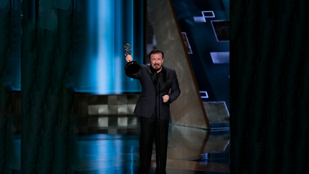 Ricky Gervais during the 67th Annual Primetime Emmy Awards on Sept. 20, 2015, at the Microsoft Theater in Los Angeles. James Acaster did a show in 2019 making fun of Ricky Gervais. 