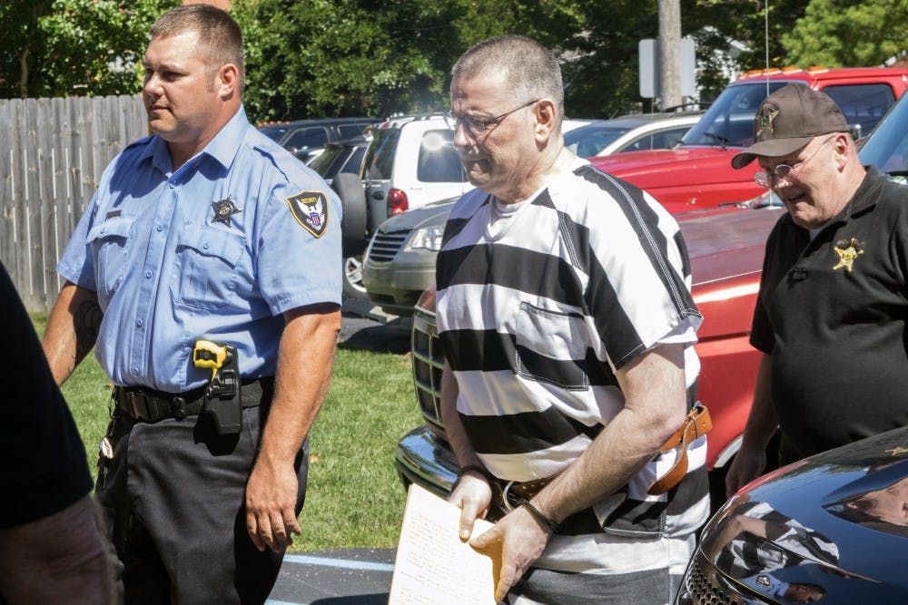<p>Daniel Messel is escorted to the Brown County Circuit Court in 2016. Messel was sentenced to 80 years in prison for the murder of Hannah Wilson in April 2015. Messel will be at the Monroe County Circuit Court on Friday to ask for a change of venue.&nbsp;</p>