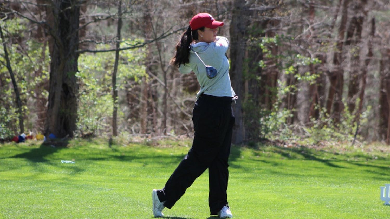 Senior Ana Sanjuan tees off during the first round of the IU Invitational at IU Golf Course. Sanjuan and the Hoosiers will compete in the Big Ten Championships this weekend.