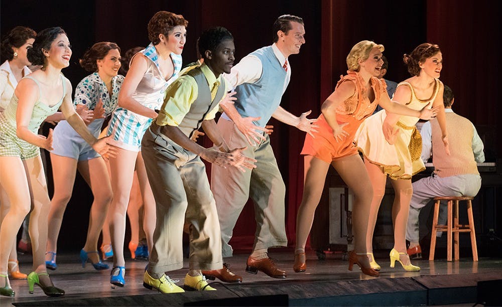 The musical comedy classic "42nd Street" begins with their opening tap dancing routine on Tuesday at the IU Auditorium. This musical tells a story of living the American Dream on Broadway.