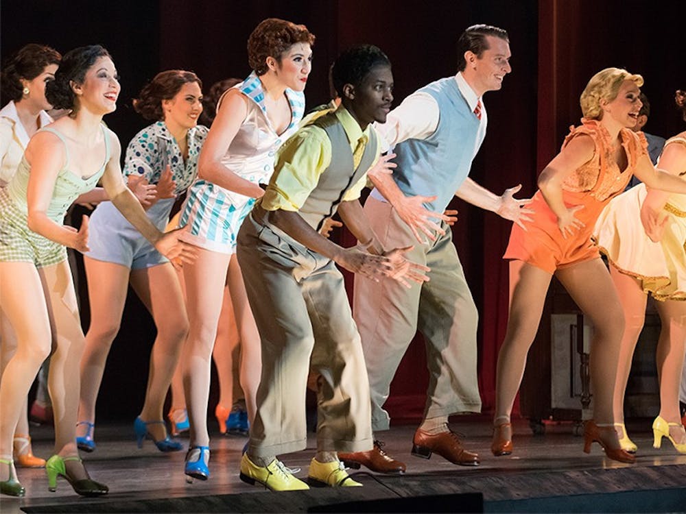 The musical comedy classic "42nd Street" begins with their opening tap dancing routine on Tuesday at the IU Auditorium. This musical tells a story of living the American Dream on Broadway.
