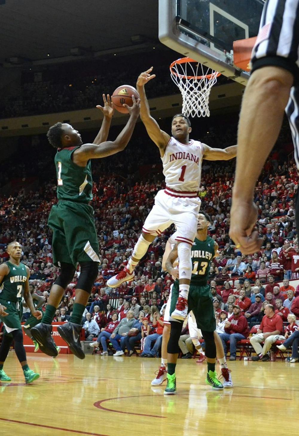 Freshman guard James Blackmon Jr. misses a shot during the game against Mississippi Valley State on Friday at Assembly Hall.