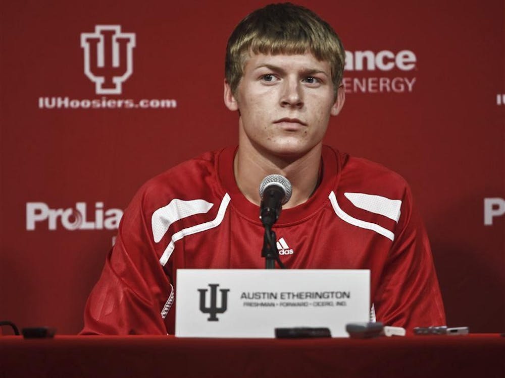 Then freshman Austin Etherington speaks with the media in 2011. The third year sophomore is the second longest tenured player on this coming season's IU roster.
